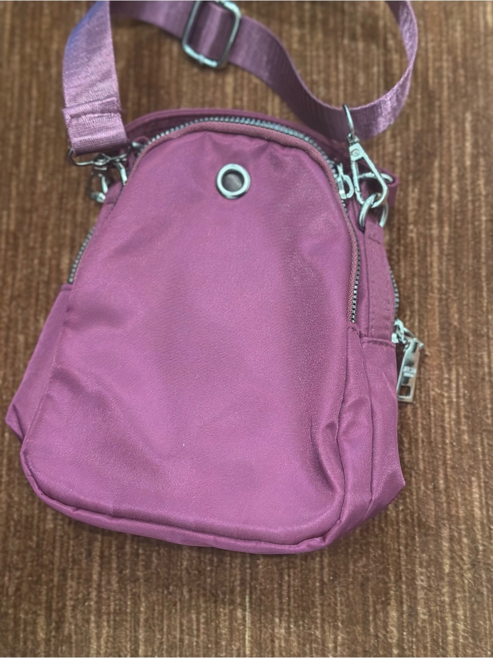 Compact Quilted Crossbody Bag in Plum for Women - Picture 3 of 5